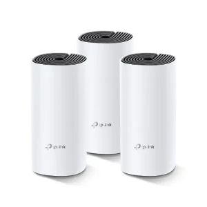 DECO M4(3-PACK) TP-Link Deco Wi-Fi 5 Mesh / AC1200 Dual Band 5 GHz: 867 Mbps (802.11AC) 2.4 GHz: 300 Mbps (802.11N) / 2 antenas internas por unidad / 2 puertos Gigabit por unidad / MU-MIMO / Beamformi -DECO M4(3-PACK)