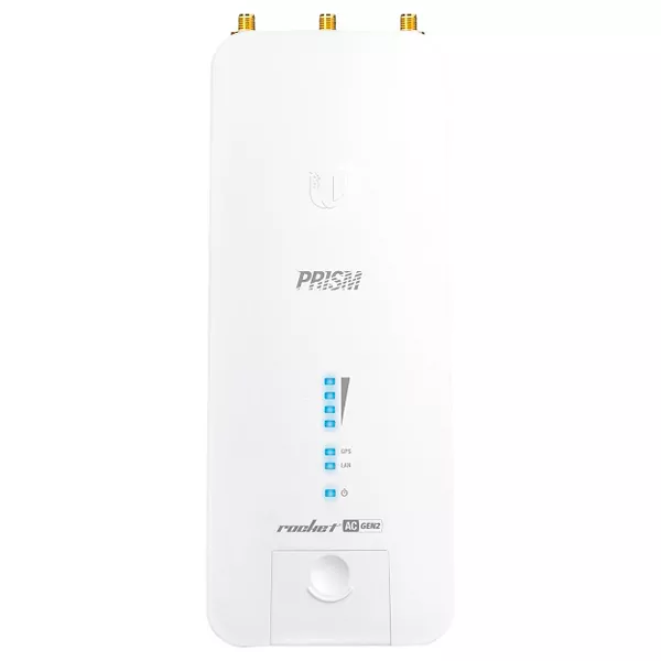 UISP ROCKET R5AC-GEN2 - AIRMAX THROUGHPUT 500M+BPS - 5170-5875MHZ 1X PUERTO ETHERNET 10/100/1000MBPS CONECTORES WATERPROOF (2) RP-SMA / (1) GPS POTENCIA DEL RADIO 28DBM MARCA UBIQUITI RP-5AC-GEN2