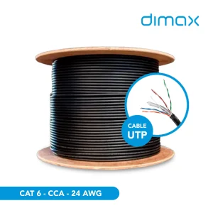 Cable de Red Exterior Gigabit para Entornos Industriales. Cable UTP CAT6 305M EXT Z056 de Dimax es la solución robusta para cableado estructurado exterior en proyectos de CCTV, WiFi outdoor, telecomun